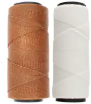 2 Knot It Waxed Polyester Cord 1mm Diameter 144M Spools (Chestnut, White)