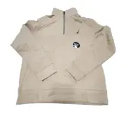Nautica Men's Solid Quarter Zip Fleece Pullover Sweater Brown/Tan Size Small NWT