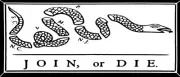 Wholesale Lot of 6 Benjamin Franklin White Join or Die Decal Bumper Sticker