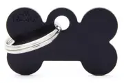 My Family Basic Bone Pet Tag Collar Accessory Black - 3 Sizes