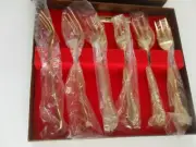 Rogers Gold Plated Stainless Forks Flatware Prestige Silverware Set of 6