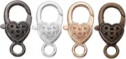 SEWACC 40pcs Heart-Shaped Lobster Clasps Mixed Color Tibetan Style Jewelry Fasteners for Necklaces Bracelets Bags and Key Accessories