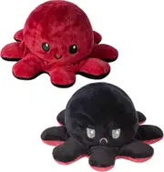 Reversible Octopus Plush Toy,Octopus Stuffed Animal, Soft Plush Gift for Kids, Girls, Family, Friends (20cm - Red & Black)