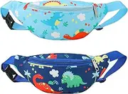 Meng Jiaran 2 PCS Kids Bum Bag Bumbags Waist Fanny Pack, Cartoon Hipsack Belt Bag Waist Bag Fanny Pack Crossbody Chest Bag for Sport Running Hiking Travel, Blue, Navy, Multicolour