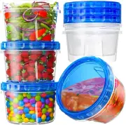 6 Pack-17Oz Freezer Storage Containers, Plastic Food Storage Containers with Twi