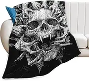 Skull Blanket for Girls Boys Horrible Gothic Throw Blankets Soft Cozy Warm Fuzzy Fleece Cool Black White Bedding Flannel Throws Stuff Gifts for Skull Lovers Kids Men Women Bedroom Decor 50"x40"