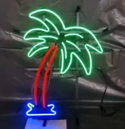 Palm Tree 20"x16" Neon Sign Light Lamp Decor Bar Beer Wall Glass With Dimmer