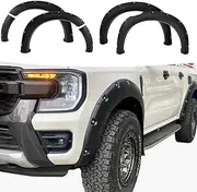 SUERAUTO4X4 Fender Flares Wheel Arches Protector for Ford Ranger Next Gen Wildtrak, Wildtrak X 2022 2023 2024, Rivet Bolt Style Car Body Kit 40 MM Extra Wide, 6 Inches Matte Black