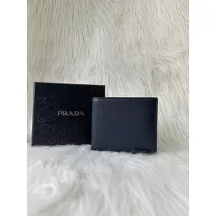 PRADA 2M0513 深藍色 漸層 信用卡 短夾 男夾 皮夾