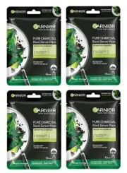 Garnier Pure Charcoal Black Serum Mask 28g (pack of 4) free shipping