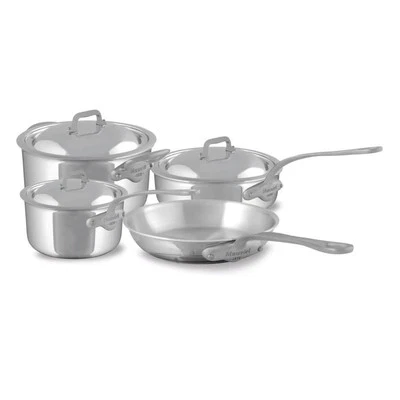 Mauviel M'Cook SB 7-Piece Cookware Set, Brushed Cast Stainless Steel Handles