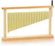 Fiada 25 Note Tabletop Wind Chime with Mallet, Gold, Modern Style, About 16.54 x 1.97 x 10.63 Inches