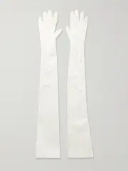 [Halfpenny London] Halfpenny London - Embroidered Tulle Gloves - Ivory - large large Ivory