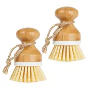 Bamboo Palm Brush, Scrub Brush For Dishes Pots Pans Kitchen Sink Cleaning, Pack Of 2pcs Pot Brush Bowl Artifact