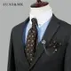 意大利進口 高檔真絲刺繡領帶男西裝商務 BOSS老板復古口袋巾套裝