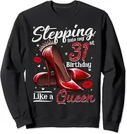 [X.Style] High Heels Stepping Into My 31st Birthday 31 and Fabulous Sweatshirt ds1119 Sweater (M) Black