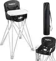 PandaEar Portable High Chair for Babies and Toddlers, Foldable HighChair with Tray, Baby Travel Dining Chair for Indoor & Outdoor (Black)