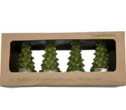Crate & Barrel Set 4 Miniature Pine Tree Green Christmas Tea Light Candles NEW