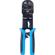 T3 RJ45 Blue Snap Plug Crimp Crimper Tool w/ Cutter/Stripper Standard RJ11/RJ12