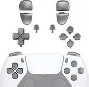 eXtremeRate Replacement D-pad R1 L1 R2 L2 Triggers Share Options Face Buttons, Full Set Buttons Compatible with ps5 Controller BDM-010 - Metallic Steel Gray