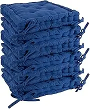 Nicola Spring Blue Seat Cushions - Pack of 6 - French Mattress Dining Chair Cushions Seat Pads Indoor Kitchen Outdoor Garden Patio Chair Pad Dining Bolster Pillow