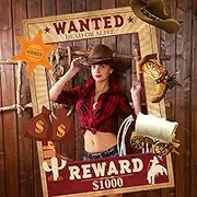 SKIRUP Wild West Western Photo Booth Props Western Cowboy Party Decorations PKit Western Rodeo Backdrop Photoshoot Fun Selfie Frame Western Party Supplies for Adult Birthday Cowboy Decor