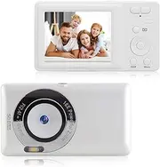 Digital Camera, White 50MP 4K 16x Zoom Vlogging Camera with 2.7 Inch HD Display, Autofocus Portable YouTube Compact Point Shoot Camera for Travel Growth Record