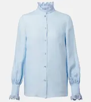 [Valentino] Valentino Broderie anglaise linen shirt AU 8 blue
