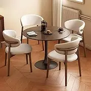 HOLGVE Office Reception Room Club Table and Chair Set, Small Negotiation Table and Chair Set Round Tables of 4, Wood Coffee Kitchen Dining Table(31.4in/80cm)