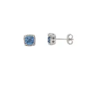 Square Cut Men's Small Cz Push Back 925 Sterling Silver Stud Earrings