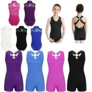 Kids Girls Cotton Ballet Dance Gymnastics Leotard Jumpsuits Unitards Bodysuits