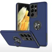Samsung Galaxy S21 Ultra Compatible Case Cover With Shockproof And Magnetic Ring Holder - Navy