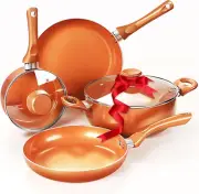 Nonstick Cookware Set - 6 Piece Pots and Pans in Copper Color, Induction Kitc...