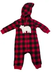 6M Carter's Just One You Baby Boys' Buffalo Checkered Polar Bear Hooded 1 Piece