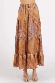 Mittoshop Paisley Patchwork Print Satin Maxi Skirt