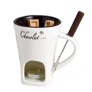 Fondue Mug Set Chocolate Cheese Milk Cream Making Set Single Butter Melter Baking Cup Candlestick W White