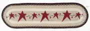 Braided Jute Hand Stenciled Oval Table Runner. Earth Rugs. PRIMITIVE STARS 13X48