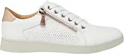 [Hush Puppies] Womens Mimosa Perf Ladies Sneakers Zip White Casual Lace Up Shoes 11 White/Copper