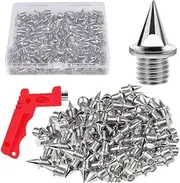 1/4inch Track Spikes, 120pcs Spikes Hard Steel Golf Shoe Spikes Pyramid Shoe Spikes with Spike Wrench for Track and Cross Country, Replacement Spikes for Sprint Sports Match Short Running Shoes