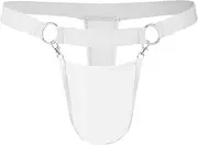 [KEOYA] Men's Sexy Open Front Thongs Hook and Loop G-Strings Solid Metal Rings Thong Panties