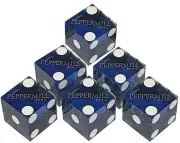 Lot of 6 Authentic Peppermill Reno Nevada Casino Craps Dice Blue Polished