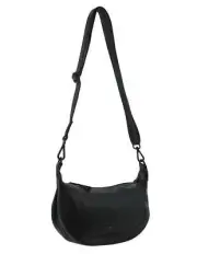 Pierre Cardin Ladies Leather Crescent Crossbody Bag in Black