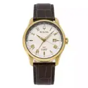 *BRAND NEW* Bulova Wilton GMT Silver-tone Dial Leather Band Men's Watch 97B210
