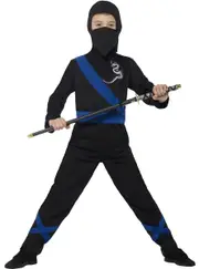 Ninja Assassin Black And Blue Boys Samurai Costume