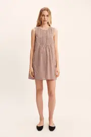 CALLIE SHIFT DRESS - PETITE MOCHA GINGHAM