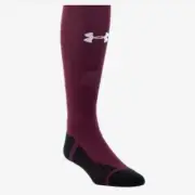 Under Armour Over-the-Calf Socks Youth Boy's Maroon Black Size 13.5-4.5 NEW