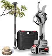 Cordless Pruning Shears 50mm, Electric Pruning Scissors With 2.1m Telescopic Rod, 21V 4500mAh Battery For Gardening Olive Trees Fruit Trees Vineyard(‎1Battery)