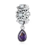 Sterling Silver CZ Teardrop Hypoallergenic Dangle Charm