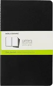 Moleskine Cahier Notebook - Set of 3 - Plain - Large - Black, (QP318)