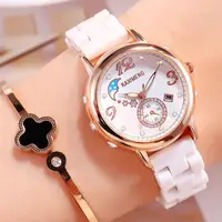 在飛比找蝦皮購物優惠-新款夜光防水手錶 女學生韓版日歷腕錶 時尚潮流仿陶瓷女士腕錶